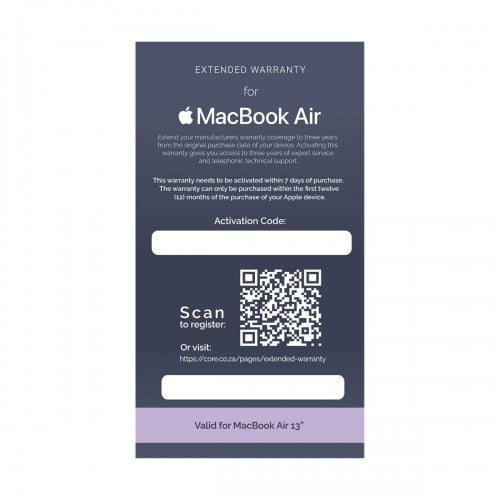 Apple Extended Warranty: Macbook Air 13" & 15"