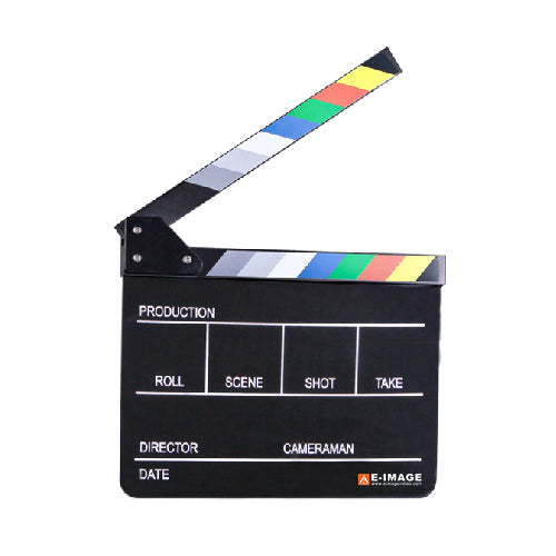 E-Image ACRYLIC CLAPPERBOARD (L*W: 28*23.5cm)-Black with color clapper sticks