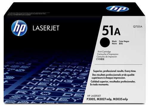 HP 51a Laserjet P3005/M3035 Mfp Black Prints Approximately 6 500 Pgs Using The Iso/Iec 19752 Yyield Standard