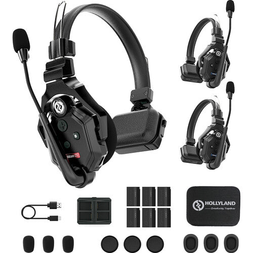 Hollyland Solidcom C1-3S Full-Duplex Wireless DECT Intercom System with 3 Headsets (1.9 GHz) (1 Master+2 Remote)