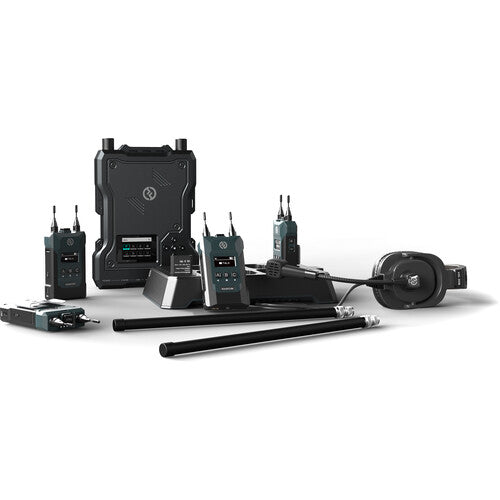 Hollyland Solidcom M1-4BP Full-Duplex Wireless Intercom Solution - Station with 4 Beltpacks and LEMO Headsets (1.9 GHz)