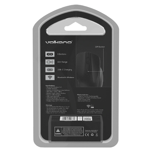 Volkano Aurum Series Rechargeable BT+2.4ghz Mouse - Black