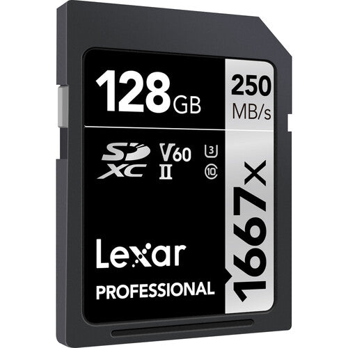 Lexar 128GB SDXC Professional 1667x (UHS-II) (Class 10) V60 (250MB/s Read / 120MB/s Write)