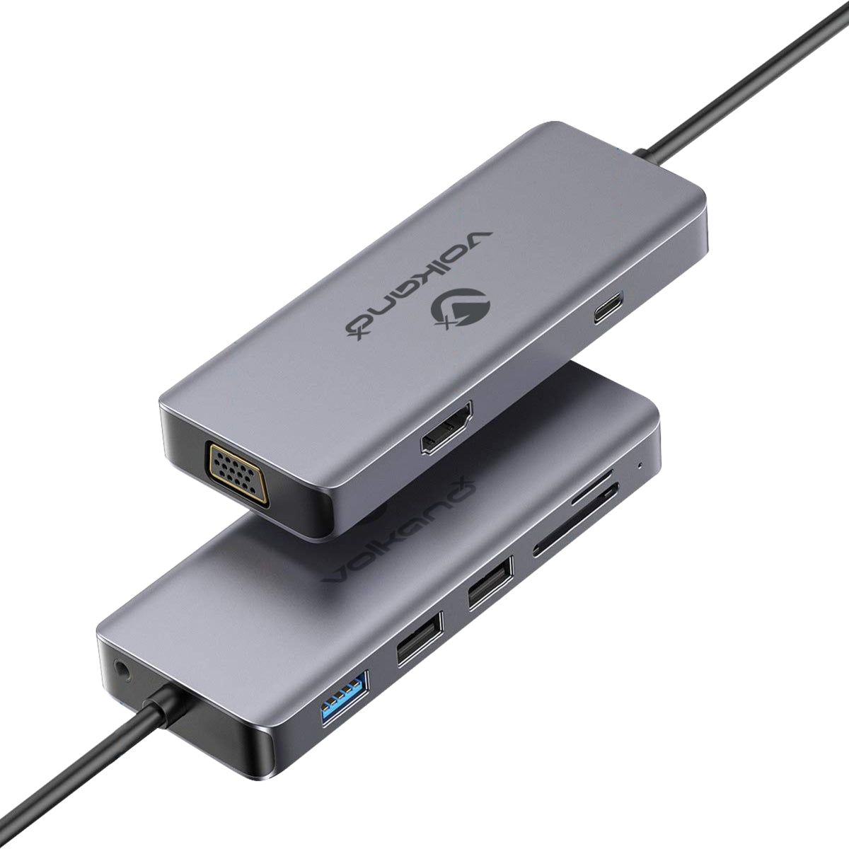 VolkanoX Core Interface series USB Type C - HDMI + VGA 3xUSB + Card Reader + Audio + PD