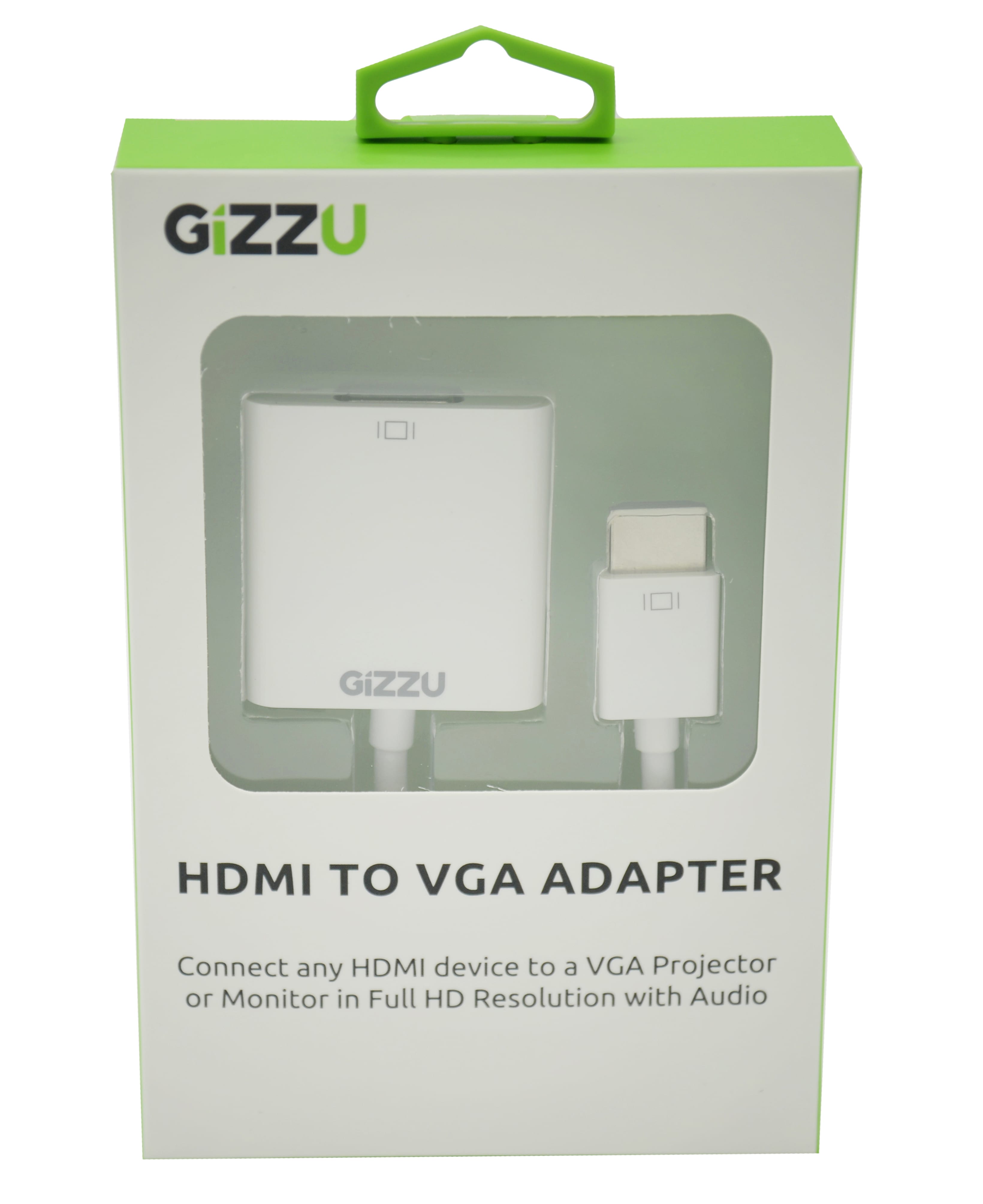 GIZZU HDMI to VGA with Audio Adapter White