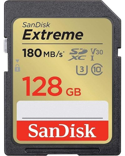 SanDisk Extreme SD UHS I 128GB Card for 4K Video 180MB/s Read & 90MB/s Write