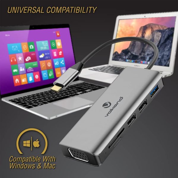 VolkanoX Core Interface series USB Type C  - HDMI + VGA 3xUSB + Card Reader + Audio + PD