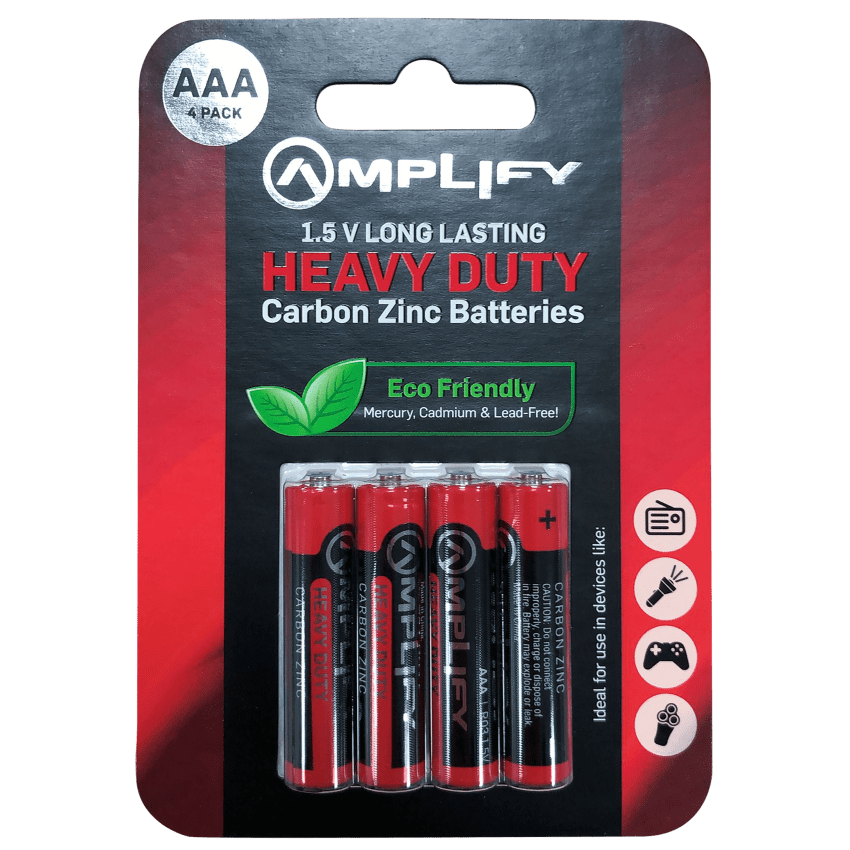 Amplify Heavy Duty AAA Carbon Zinc 4 pack Batteries
