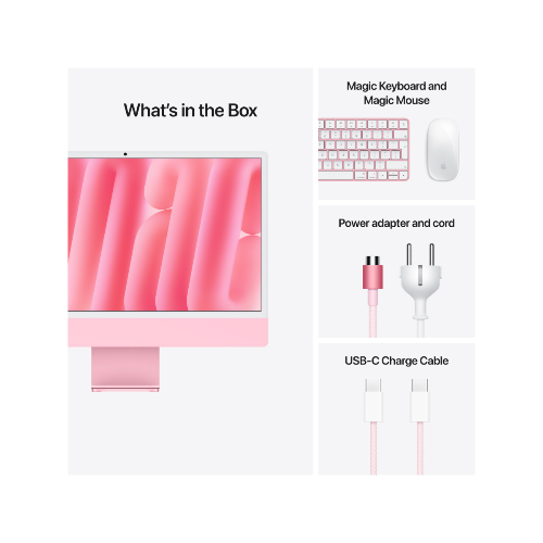 Apple 24-inch iMac with Retina 4.5K display: Apple M4 chip with 8‑core CPU and 8‑core GPU. 16GB. 256GB SSD - Pink