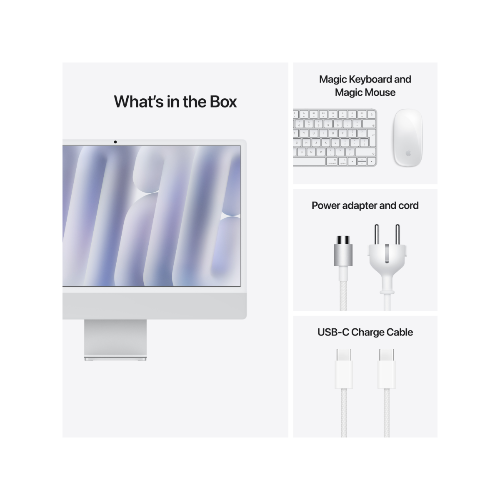 Apple 24-inch iMac with Retina 4.5K display: Apple M4 chip with 10‑core CPU and 10‑core GPU. 16GB. 512GB SSD - Silver