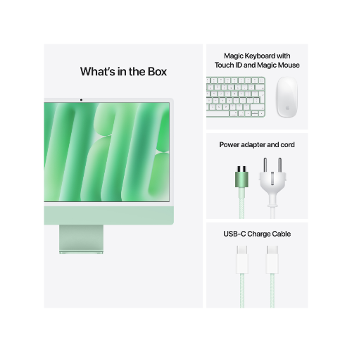 Apple 24-inch iMac with Retina 4.5K display: Apple M4 chip with 10‑core CPU and 10‑core GPU. 16GB. 256GB SSD - Green