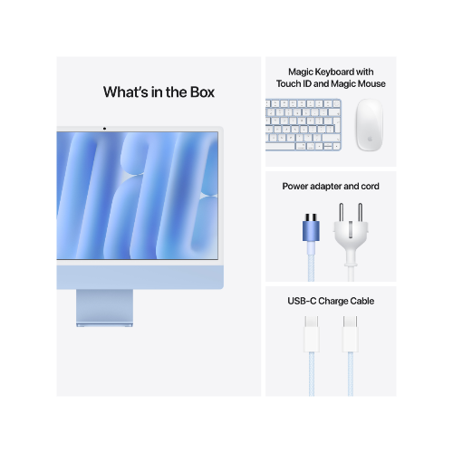 Apple 24-inch iMac with Retina 4.5K display: Apple M4 chip with 10‑core CPU and 10‑core GPU. 16GB. 512GB SSD - Blue