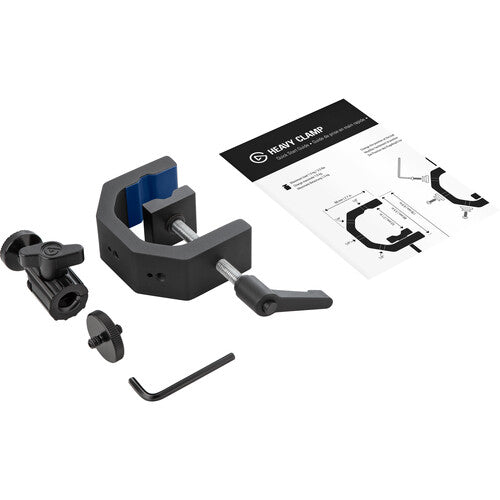 Elgato Heavy Clamp - Heavy-duty G-Clamp; Ball head and four ¼-inch threads; Rubber pad with tube groove.