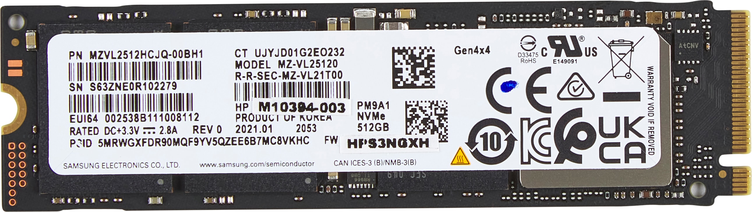 Hp 512gb Pcie-4x4 Nvme M.2 Solid State Drive