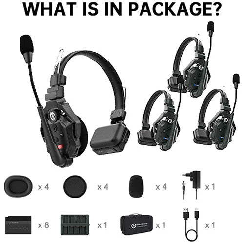 Hollyland Solidcom C1-4S Full-Duplex Wireless DECT Intercom System with 4 Headsets (1.9 GHz) (1 Master+3 Remote)