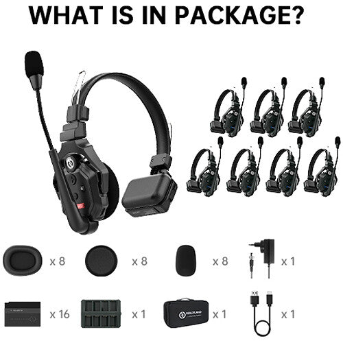 Hollyland Solidcom C1-8S Full-Duplex Wireless DECT Intercom System with 8 Headsets (1.9 GHz) (1 Master+7 Remote)