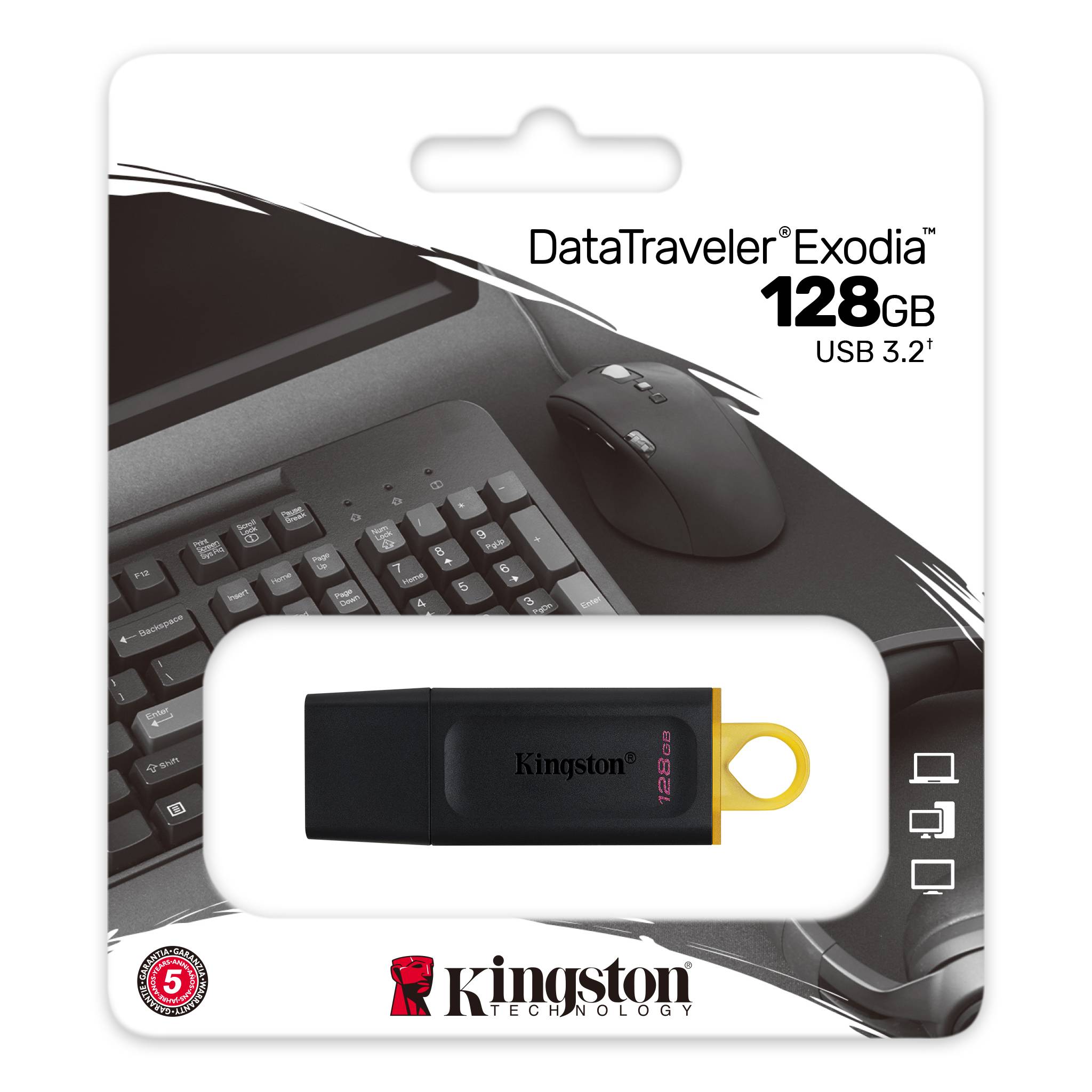 Kingston 128gb Usb3.2 Gen1 Datatraveler Exodia (Black + Yellow)