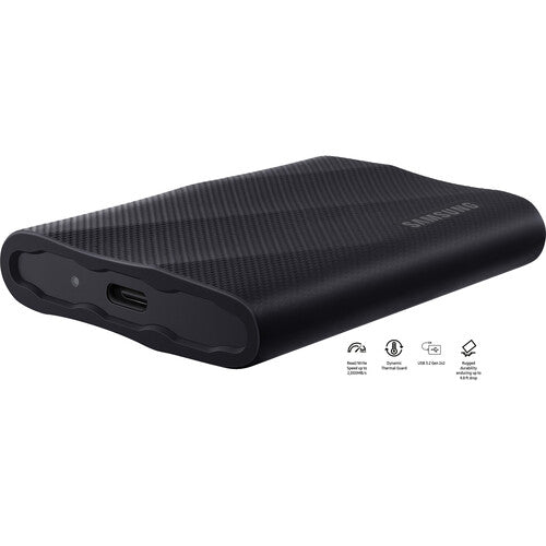 Samsung MU-PG2T0BW T9 Portable SSD 2 TB, Transfer speed up to 2000 MB/s, 
Write Speed up to 1950MB/s, USB 3.2 (Gen2x2, 20Gbps), AES 256-bit hardware encryption, 
Windows®, macOS®, Android™ Compatible  Colour: Black