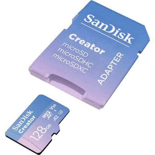 SanDisk Creator microS Card UHS-I with Adapter 128GB Up to 190MB/s read, Up to 90MB/s Write