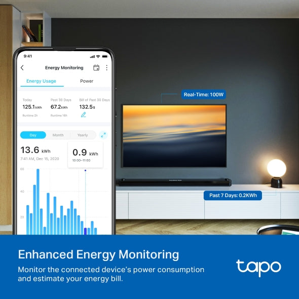 TP-Link Tapo P110 13A 2 Pin Shuco Smart Wi-Fi Plug Power Monitoring