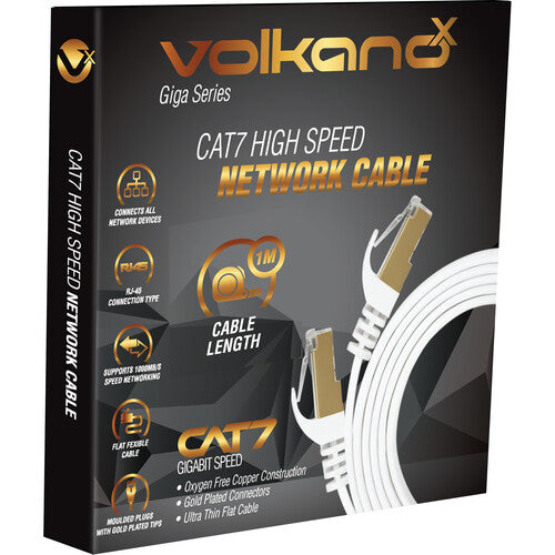 VolkanoX Giga series Cat 7 Ethernet cable 1meter - white gold tips
