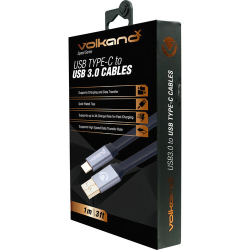VolkanoX Speed series USB3.0 to USB Type-C cable 1meter - flat black