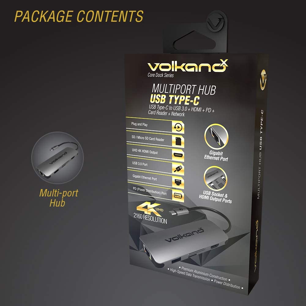 VolkanoX Core Dock series USB Type C Dock - HDMI + USB 3.0 + LAN + Card Reader + PD