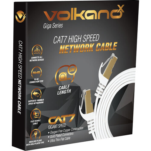 VolkanoX Giga series Cat 7 Ethernet cable 5meter - white gold tips