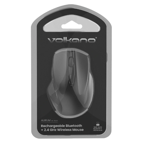Volkano Aurum Series Rechargeable BT+2.4ghz Mouse - Black