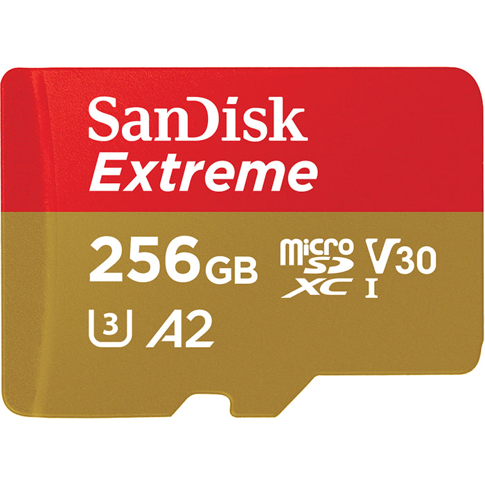 SanDisk Extreme microSD UHS I Card 256GB for 4K Video 190MB/s Read, 90MB/s Write