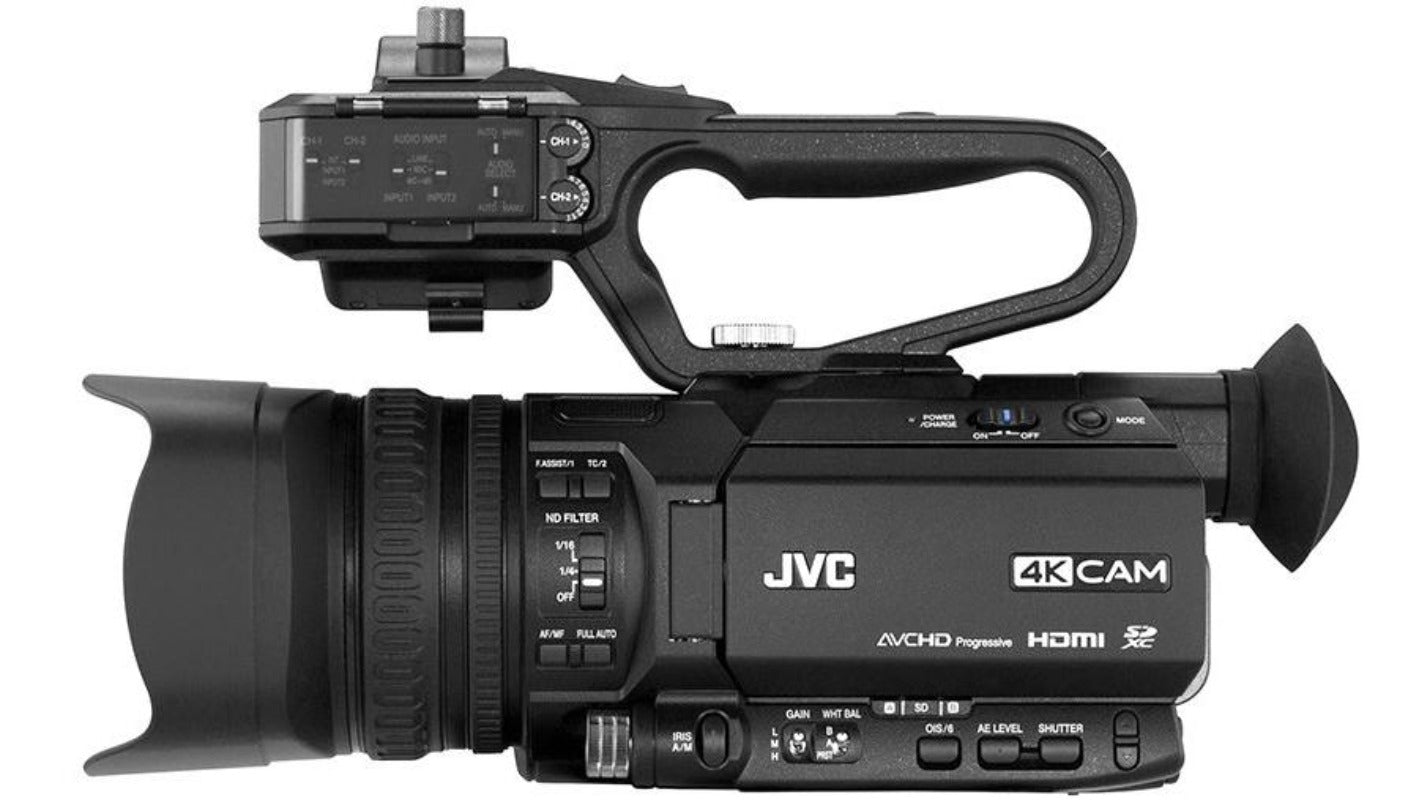 JVC GY-HM250E Solid State IP 4K/HD Camcorder, Handheld With IP/ Streaming & Broadcast Overlay Function