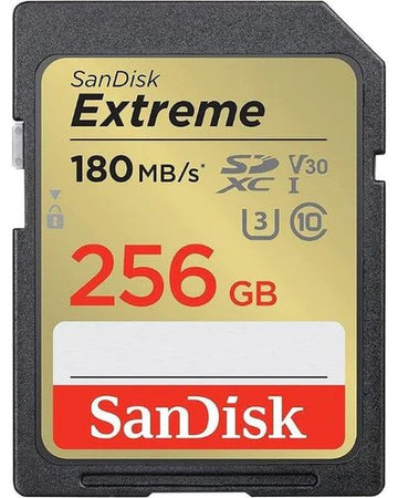 SanDisk Extreme SD UHS I 256GB Card for 4K Video 180MB/s Read & 90MB/s Write