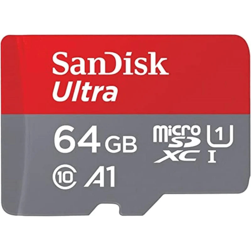 SanDisk Ultra microSDXC, 64GB, U1, C10, A1, UHS-1, 140MB/s R, 4x6, 10Y