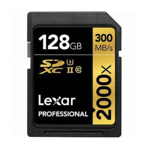Lexar 128GB SDXC Professional 2000x (UHS-II) (Class 10) with USB 3.0 Reader V60 (300MB/s Read / 260MB/s Write)