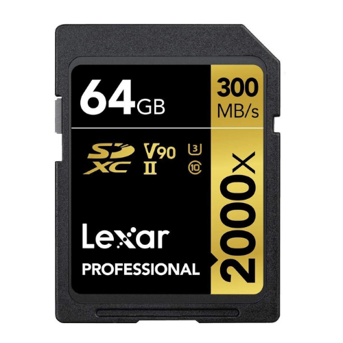 Lexar 64GB SDXC Professional 2000x (UHS-II) (Class 10) with USB 3.0 Reader V60 (300MB/s Read / 260MB/s Write)