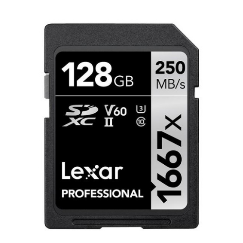 Lexar 128GB SDXC Professional 1667x (UHS-II) (Class 10) V60 (250MB/s Read / 120MB/s Write)