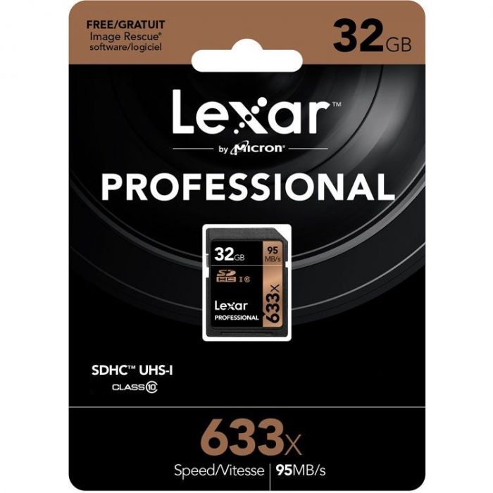 Lexar 32GB SDXC Professional 633x (UHS-I) (Class 10) V30 (95MB/s Read & 70MB/s Write) Card