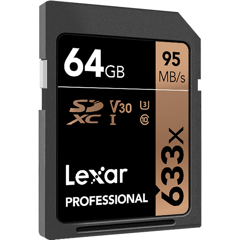 Lexar 64GB SDXC Professional 633x (UHS-I) (Class 10) V30 (95MB/s Read & 70MB/s Write) Card